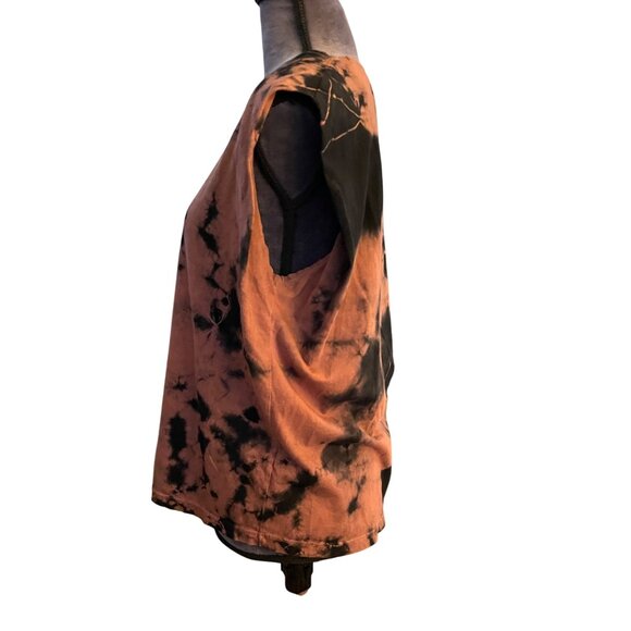 Ética Tie-Dye Sleeveless Orange & Black Tank Top M 100% Organic Cotton Ethically - Picture 3 of 6